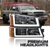 CROSSDESIGN LED DRL Headlights Compatible with Chevy Silverado 1500 2500