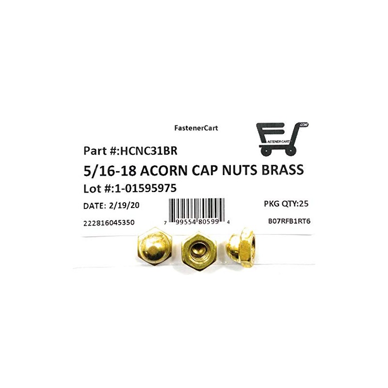 5/16-18 Acorn Cap Nuts Solid Brass (25 Pieces)