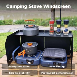 WINKIZA Camping Stove Windscreen Outdoor Foldable Gas Stove Windshield, Camping Wind Blocker with a Storage Bag for Butane Stoves, Propane Stoves, Camping, Hiking, Picnic, Cooking (Stove Not Included)