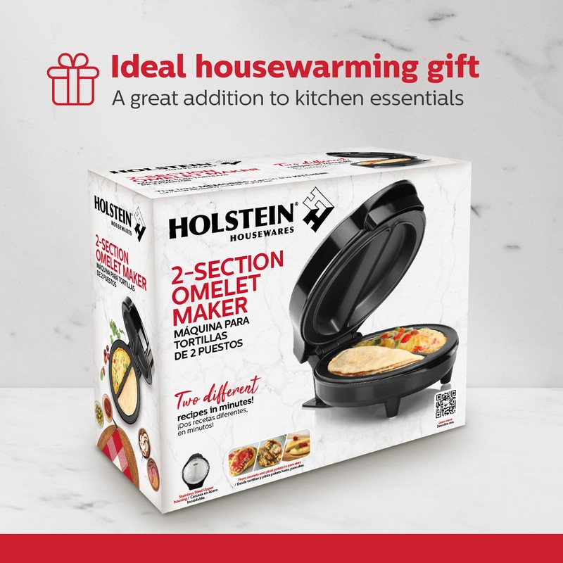 Holstein Housewares Stainless Steel 2 Section Omelet & Frittata Maker,