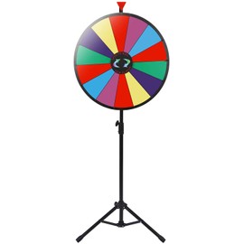 Smartxchoices 24" Spinning Prize Wheel with Height Adjustable Stand 14 Slots Color Prize Wheel Spinner Game with Dry Erase & Marker Pen, Trade Show Carnival Fortune