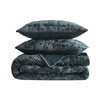 Chezmoi Collection Piers Storm Blue Velvet Quilt Oversized King Set,