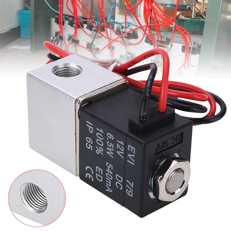 Joywayus 1/4" 12V DC 2 Way Pneumatic Aluminum Electric Solenoid