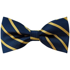 SYAYA Silk Pre Tied Bow Tie For Men, Teen Boy Formal Tuxedo or Wedding Bowties For Easter or Father Day N-M-T5, Navy Blue With Gold Streaks, One Size