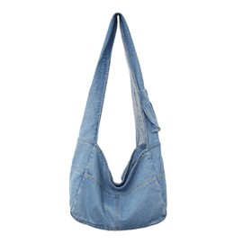 LHHMZ Denim Hobo Bags for Women Retro Jeans Shoulder Bag Casual Jeans Tote Handbags Shoulder Bag for Women, lightblue, Retro