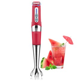 Cordless Hand Blender: Rechargeable Cordless Immersion Blender Handheld, 21-Speed & 3-Angle Adjustable with 304 Stainless Steel Blades for Milkshakes | Smoothies | Soup| Puree | Baby Food (Red)