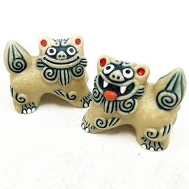 Koba Kasaya Cesar Figurine, Okinawa Souvenir, Entrance, Pair, N Mini Pair Siser, Blue, Good Luck, Feng Shui, Good Luck, Ryukyu