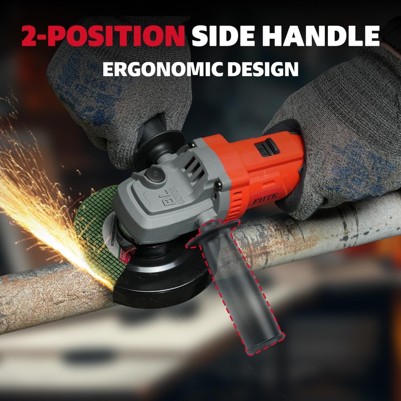 FIITE Cordless Angle Grinde，21V Battery Grinder Tool，with 2 5.0Ah Batteries，Slide