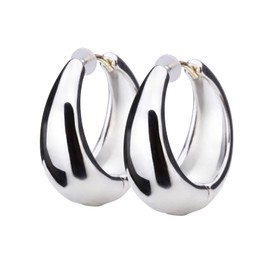 LOKUMI jkn-02 Earrings, Made in Japan, 18K Gold, K18 Post K18, Hypoallergenic Hoop Earrings, Large, Catchless, One-touch, Women's, Large, Simple, Popular, Nickel-free, Gift, Present, Brass