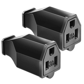 ALSHKASS 125V 15A 2-Pole 3-Wire Female Straight Blade Plug, NEMA 5-15R Replacement Connector for Power Cords, Extension Cord Ends(2-Pack)