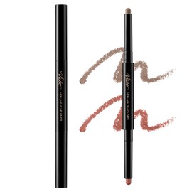 Visee Volume W Lip Liner 01 Peach Beige & Warm Brown 0.02 oz (0.5 g), Fragrance-free, Overlip, Mucous Membrane, Moisturizing, Hollow Out Type