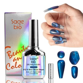 SAGEBIO Cat Eye Gel Nail Polish with Magnet Stick, 15ml Holographic Magnetic Gel for DIY Nail Art, Long-Lasting & Safe Formula 02