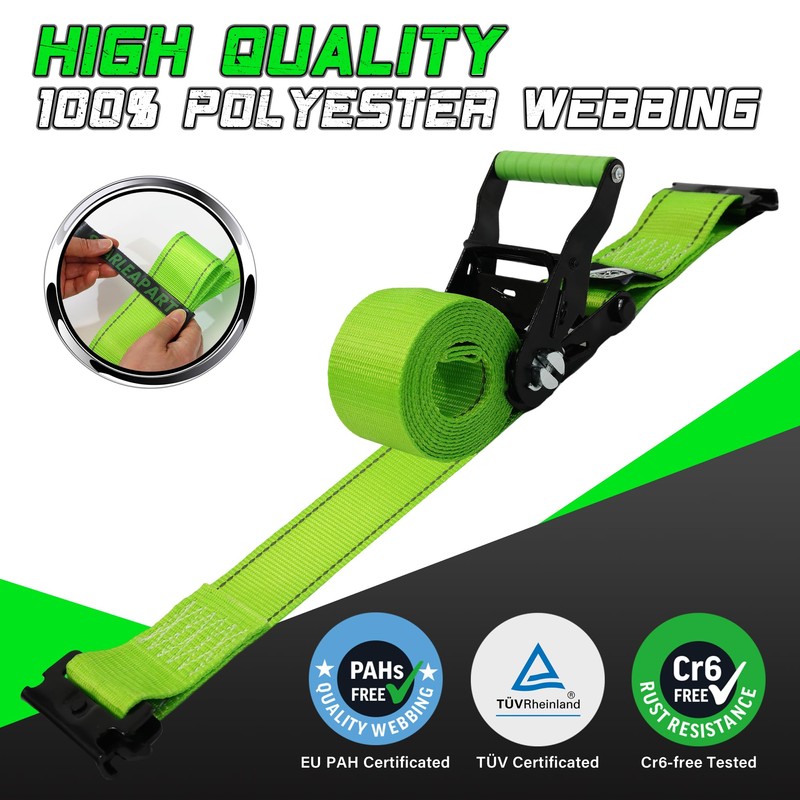 Heavy Duty Wheel Chock Tie Down Straps Set (2PK) -