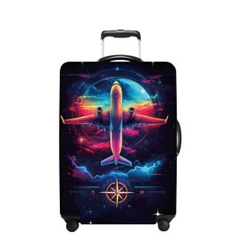 THISFIND Luggage Cover Washable Suitcase Protector Anti-scratch Suitcase cover Fits 20-34 Inch Luggage (Aircraft, M(24-26inch suitcase))