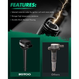 SCITOO Ignition Coil Coils Pack fits for Kia for Sportage 2.4L 2011-2016 for Sorento 2.4L 2011-2015 for Rondo 2.4L 2009-2012 for Equus 4.6L 2011 UF-611 ‎C1667 5C1724 1 PCS