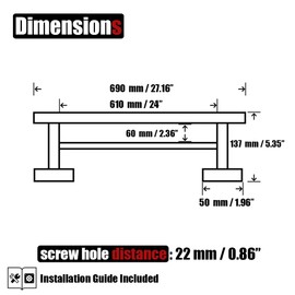 JQK Chrome Towel Bar, 24 Inch 304 Stainless Steel Thicken 0.8mm Double Bath Towel Rack for Bathroom, Towel Holder Polished Chrome Wall Mount, Total Length 27.16 Inch, TB100L24-CH