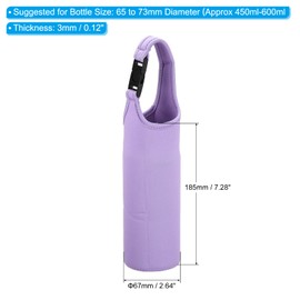 PATIKIL 67mmx185mm Water Bottle Sling Bag, 2 Pack Neoprene Portable Insulated Bottle Holder Carrier with Removable Adjustable Shoulder Strap, Light Purple
