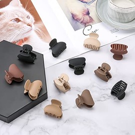 Lolalet 12 Pinzas Mini para Pelo, Small Hair Claws Clips Garras Pequeños con Resorte Fuerte Antideslisante Clásico de Moda para Cabello Delgado Corto Largo Regalo Ideal para Mujeres Chicas Niñas -Estilo C