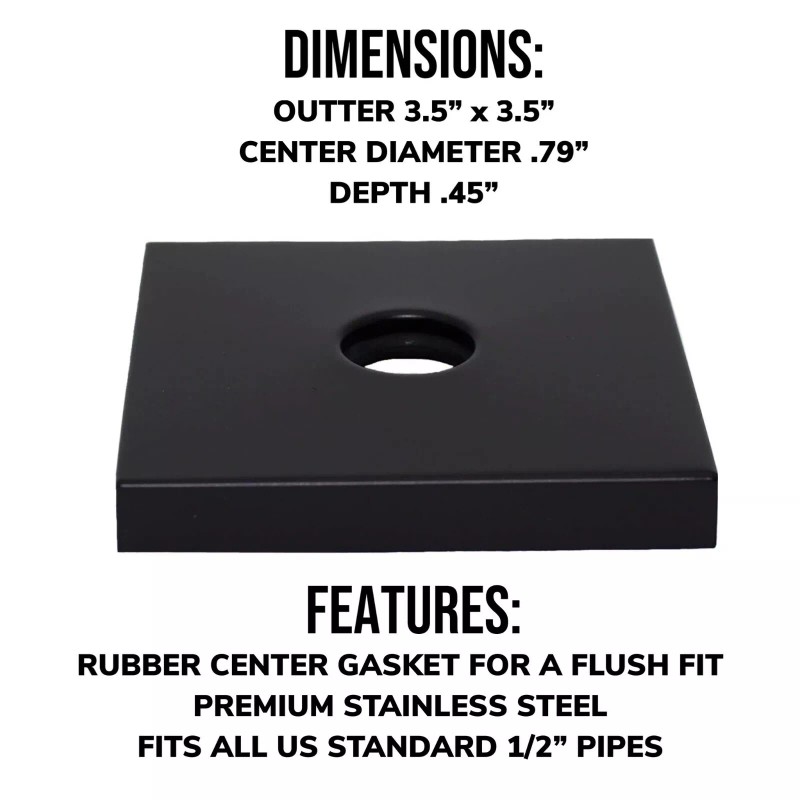 Corla Square 3.5" Shower Arm Flange Large Modern Escutcheon Replacement