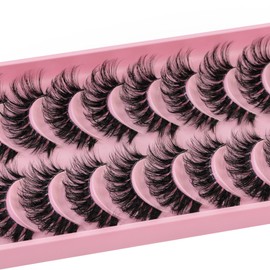 Clear Band Eyelashes Russian Volume Fluffy Strip Lashes 5 Pairs Natural Wispy D Curly False Eyelashes Look Like Extensions (HT77-6)
