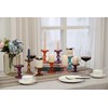 GMWD 3 Pcs Glass Candle Holder Set Clear, Purple Candlesticks