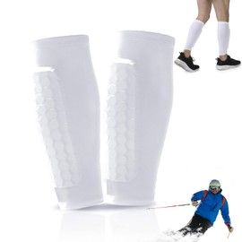 Shin Pads Skiing, 1 Pair Shin Pads for Football, Shindefender Shin Guards, Collision Protection for Football, Shin Pads Cover for Sports for Children and Adults (White, M)