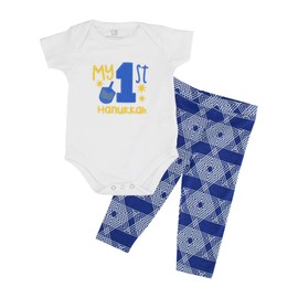 Unique Baby My 1st Hanukkah Layette - Conjunto de Overol Unisex, Azul, Recién Nacido