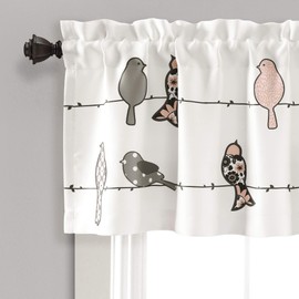 Lush Decor Rowley Birds Curtain Valance (Single Panel), 18” x 52”, Blush and Gray, L, Blush & Gray