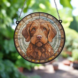 Image Industry Vizsla Wirehaired Stained Glass Effect Suncatcher - Garden Gift - Dog Gift - Pet Memorial (19cm)