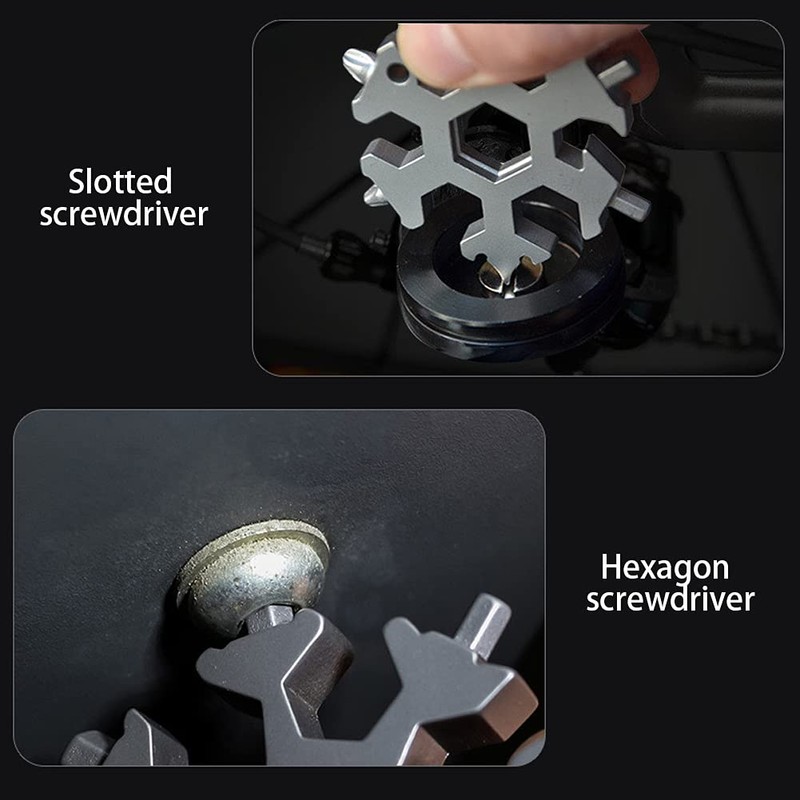 18-in-1 Snowflake Multi Wrench Tool, Keychain Multitool Pocket Tool is