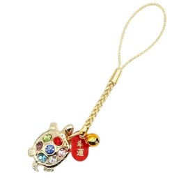 [Clip wan] Lucky Seven Stone Lucky Turtle Strap, Key Chain, Good Luck Attraction, Good Luck, Feng Shui, Lucky Charm, Made in Japan, Brass, No Gemstone Moonstone
