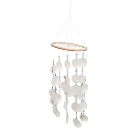 VIE Naturals Windchime 45 cm Hanging Height, White Capiz Shells with Black Beads, Various, One