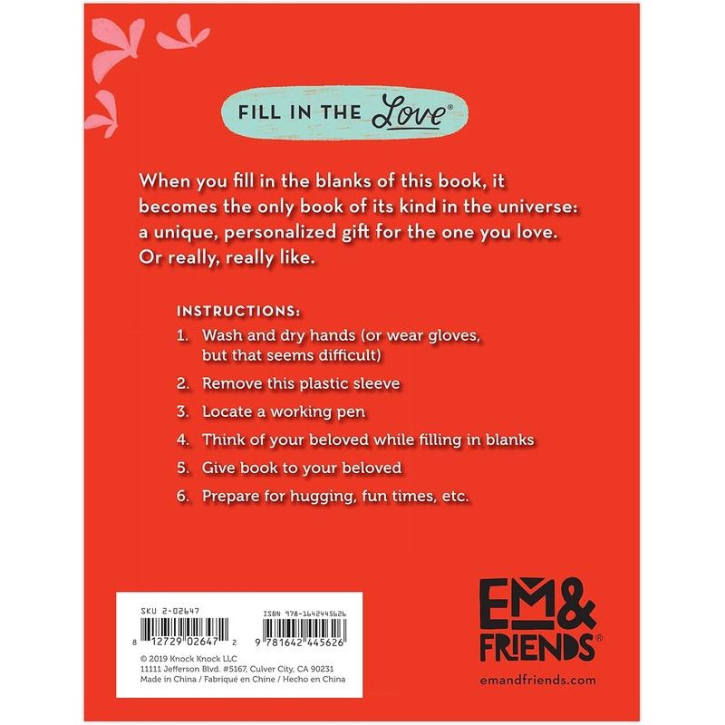 About You Book Fill in the Love Fill-in-the-Blank Book Gift