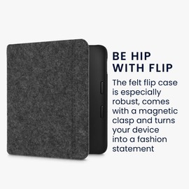 kwmobile Case Compatible with Tolino Vision 6 - Felt Fabric eReader Protective Cover Case - Dark Grey