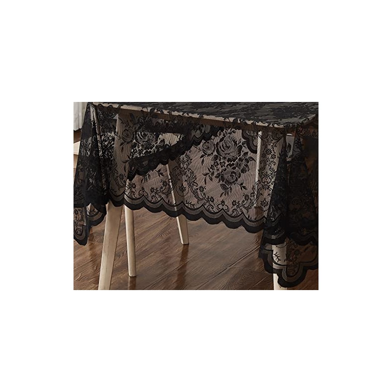 Warm Home Designs 60 x 84 Lace Tablecloth. Black Rectangle