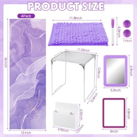 Cholemy 12 Pcs Locker Accessories Set - Magnetic Wallpaper, Mirror, Organizer, Dry Erase Marker Whiteboard, Shelf, Magnets for Girl School Office Supplies(Purple)