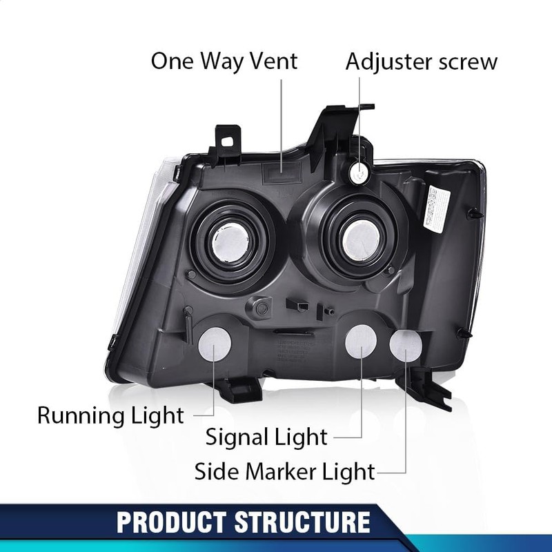 PIT66 Headlights Assembly Pair, Compatible with 2007-2014 Chevy Tahoe Suburban/2007-2013