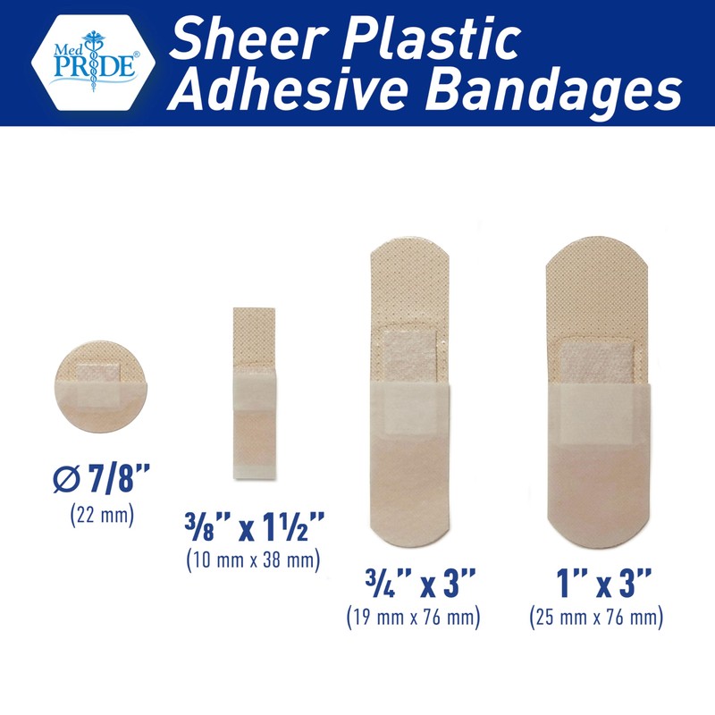 MED PRIDE Junior Strip Bandages Small Bandages for Fingers, Hypoallergenic
