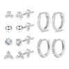 ALEXCRAFT Small Silver Stud Hoop Earrings Set for Women Cubic