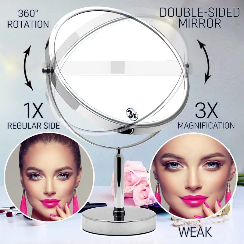 XXLarge Oversized 3X Weak Magnifying Mirror with Stand for Desk,