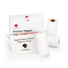 Phomemo White Self-Adhesive Thermal Paper for Phomemo M02/M02 Pro/M02S/M03, Storage Time 20 Years, 50mm x 3.5m, Diameter 30mm, 3 Rolls