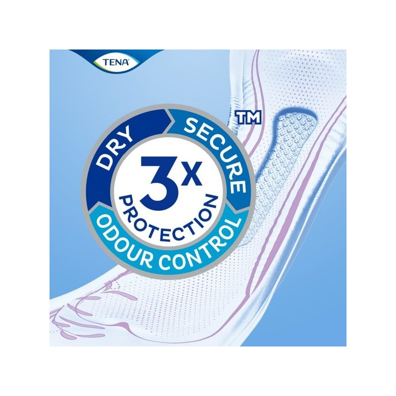 TENA Pads InstaDRY Extra Long Length, Pack of 6