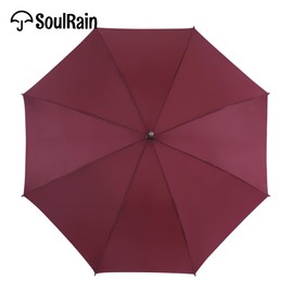 SoulRain 48" Large Umbrella – Windproof Stick Umbrella for Rain, Automatic Open for 2 Persons, Classic Wooden Handle, Durable Travel & Red Umbrella for Men & Women (Wine)