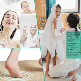 Victsun Non Slip Bathtub Mat Without Suction Cups, Soft Shower Mat for Textured Surface, 16×24Inch, Quick Drying PVC Loofah Mats for Shower, Tub and Bathroom, Beige (Beige, 24*16In)