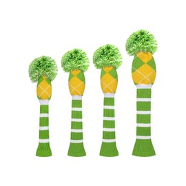 Scott Edward Knitted Golf Head Covers 4PCS Handmade Fit Well for Driver and Fairway Woods with Long Neck Pom Pom Golf Club Headcovers Set