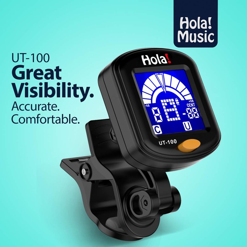 Hola! Music Professional Clip-On Tuner, Ukulele Tuner Rechargeable, Quick &