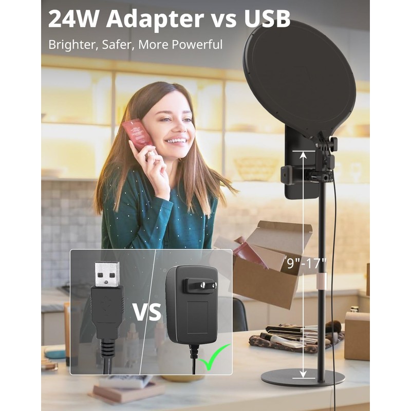 UBeesize 10.5in Laptop Ring Light with Stand and Phone Holder