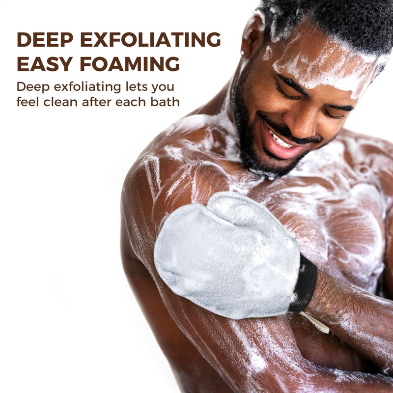 ZOMCHI 2 Pack Deep Exfoliating Glove with Dual Texture, Massage