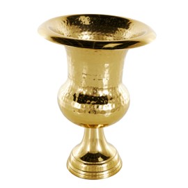 Deco 79 Aluminum Metal Decorative Vase Goblet Inspired Hammered Centerpiece Vase, Flower Vase for Home Decoration 9" x 9" x 13", Gold
