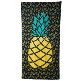 Pineapple Beach Towel 30”x60” – 100% Cotton Velour, Absorbent, Quick-Dry, Easy-Pack for Spring Break, Vacation, Beach, Pool, or Sunbathing – Lightweight, Compact for Travel – Funny Novelty Gift